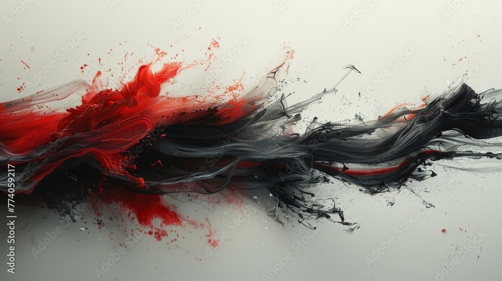 Poster japanese abstract background with ink splats. aggressive futuristic dynamic background for wallpaper