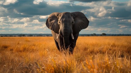 a elephant standing in the savanna