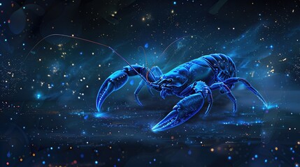 Mystical crayfish zodiac sign with starry sky