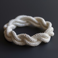 White leather bracelet. Hand bracelet made of leather and threads