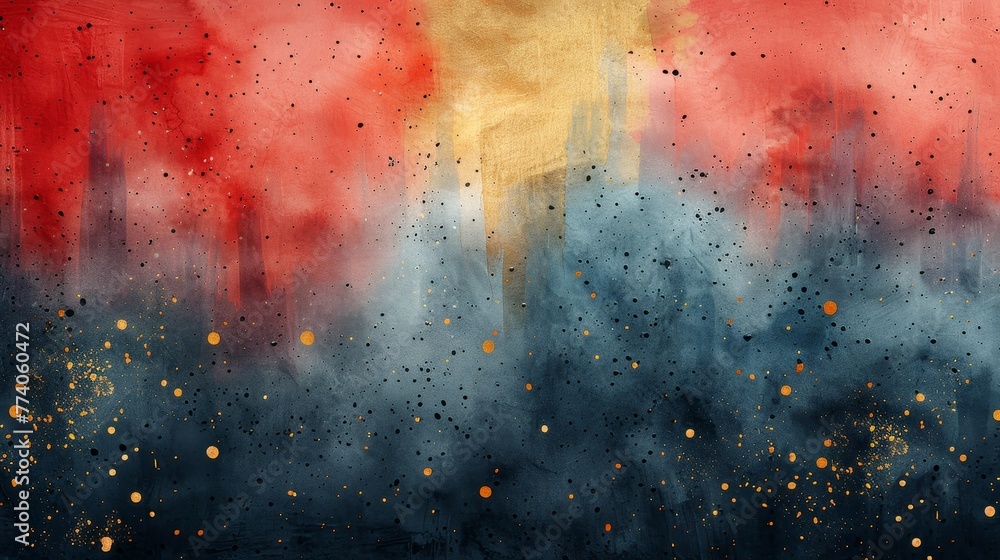 Poster printed abstract nordic background with geometric shapes and gold elements. watercolor seamless patt