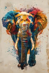 Obraz premium a multi colored abstract head of a elephant 