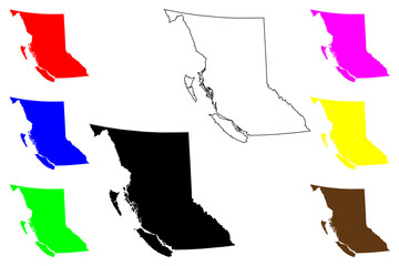 British Columbia (provinces and territories of Canada, BC) map vector illustration, scribble sketch British Columbia map