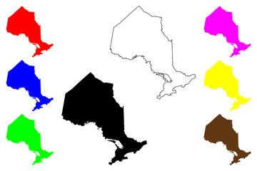 Fototapeta premium Ontario (provinces and territories of Canada) map vector illustration, scribble sketch Ontario map