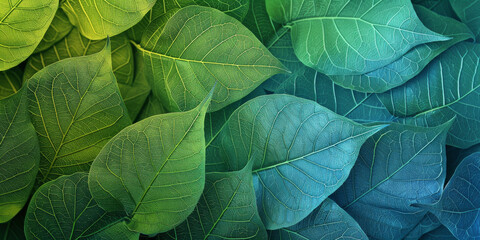 Lush Greenery: Vibrant Textured Leaves in Natural Patterns