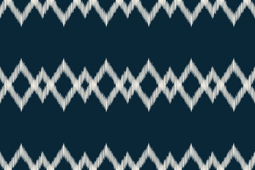 Traditional Ethnic ikat motif fabric pattern geometric style.African Ikat embroidery Ethnic oriental pattern blue background wallpaper. Abstract,vector,illustration.Texture,frame,decoration.