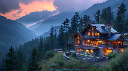 mountain village in the morning