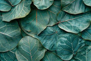 Verdant Bodhi Tree Leaves Close-Up Texture
