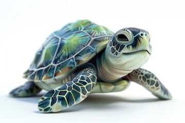 Cartoon 3D turtle slow and steady - obrazy, fototapety, plakaty