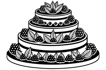  three setcake-decorated-with-barries-vector-illustratio