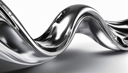 Abstract fluid metal bent form. Metallic shiny curved wave in motion. Design element steel texture effect. - obrazy, fototapety, plakaty