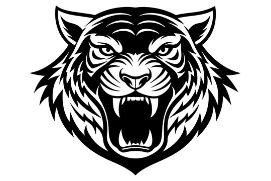 angry-black-tiger-mascot-logo-on-white-background-vector-illustration