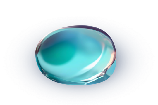 Abstract liquid glass shape with colorful reflections. Ribbon of curved water with glossy color wavy fluid motion. Chromatic dispersion flying and thin film spectral effect.