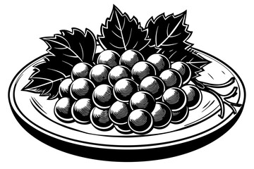 close-up-of-a-green-grapes-on-the-plate-vector illustration