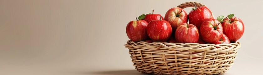 Cute 3D basket of apples fresh and red