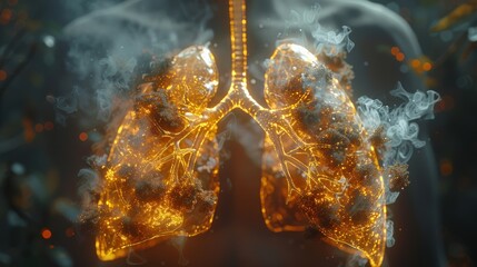 lighting Human lungs form, respiratory system smoke 
