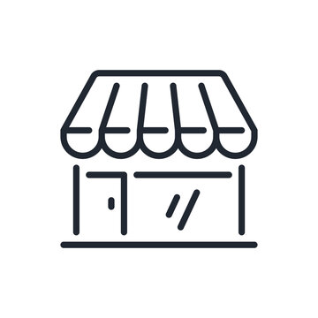 recommend clip art: Shop building editable stroke outline icon isolated on white background flat vector illustration. Pixel perfect. 64 x 64.