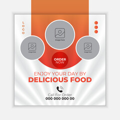 Delicious Restaurant Food Social Media Post Design or Web Banner Design Template