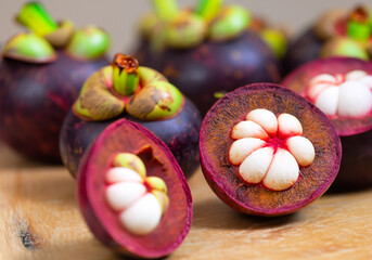 Close up Mangosteens on table - 774066692