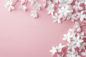 Elegant White Jasmine Flowers on Soft Pink Background for Spring