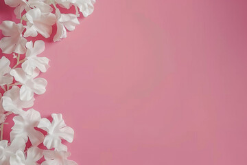 Fototapeta na wymiar Elegant White Flowers on Vivid Pink Background for Design