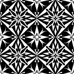 Fototapeta premium Seamless Black and White Pattern with Simple Shapes