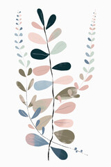 Vector hand drawn watercolor abstract flowers