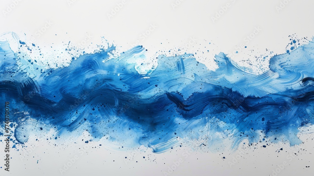 Poster Modern illustration of a watercolor paint stroke background in blue