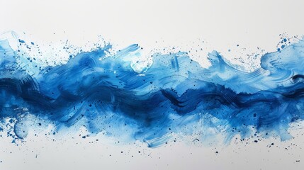 Modern illustration of a watercolor paint stroke background in blue