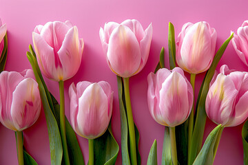 Vibrant Pink Tulips on a Blush Background for Springtime Decor