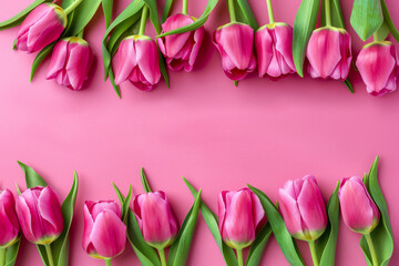 Vibrant Pink Tulips on Pastel Background for Floral Design