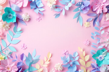 Charming paper flower art with pastel backdrop for a fresh spring feel