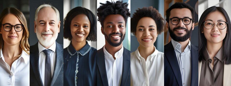 A group of diverse business people, male and female multicultural ethnicities from different people around the world