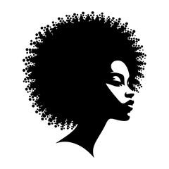 a african woman face vector silhouette hair style, vector black color silhouette, white background 7