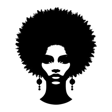 a african woman face vector silhouette hair style, vector black color silhouette, white background 2