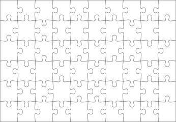Puzzles grid template. Jigsaw puzzle pieces, thinking game and jigsaws detail frame design. Business assemble metaphor or puzzles game challenge vector. - obrazy, fototapety, plakaty