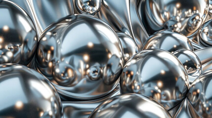 Captivating close-up of reflective silver spheres with a metallic sheen