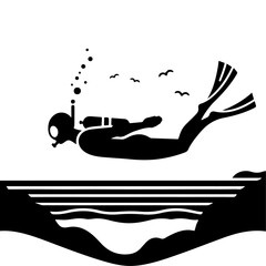 a minimal and simple diving man image vector png white background 16