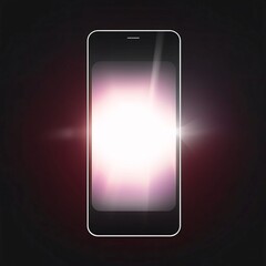 Smartphone with light flare on black background. Vector illustration. Eps 10