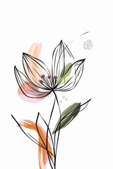 Vector hand drawn watercolor abstract flowers