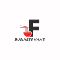 design logo creative letter F and ramen noodle