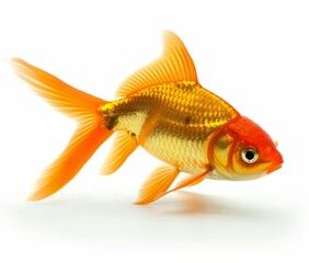 Fototapeta premium KS Photo of Golden goldfish on white background isolated.