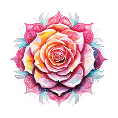 Watercolor mandala floral design vector