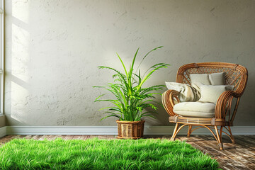 Sustainability practices in furniture design, with copy space for eco-friendly messaging