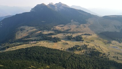 Aerial view of the mountain peaks of the Dolomites in Italy