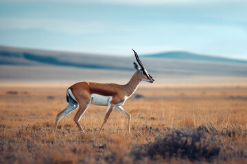 Photo of a gazelle in the savannah - obrazy, fototapety, plakaty