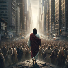 Jesus walking on earth