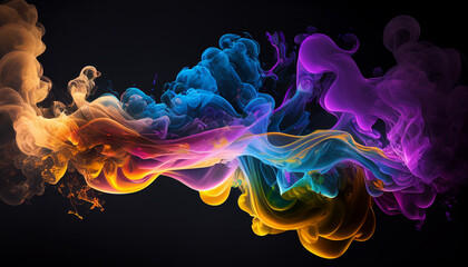 Abstract colorful, multicolored smoke spreading, bright background. neon lighted smoke texture blowing clouds modern designed, Ai generated