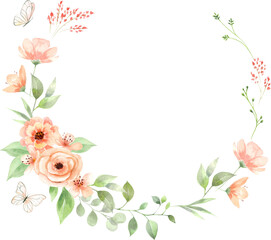 Peachy watercolor Wreath.