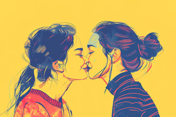 Intimate moment of a couple sharing a gentle kiss. Generative AI image